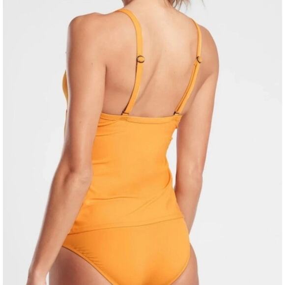 Athleta Twist Up Tankini Swim Top Strappy Mustard Yellow 32B/C - Picture 3 of 7